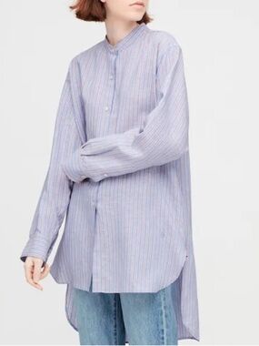 215. JW ANDERSON x UNIQLO Blue Striped Band-Collar Button-Down Shirt
